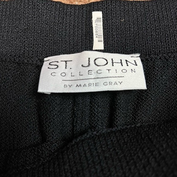 St. John By Marie Gray Black Elastic Band Straight Leg Trousers Size 14 Women - Picture 8 of 9